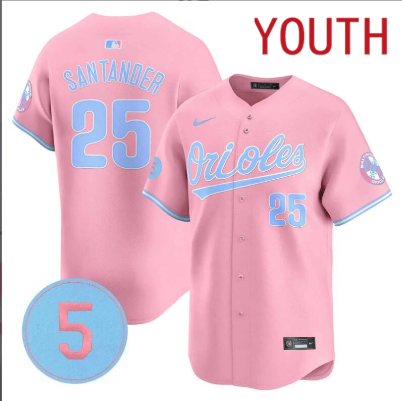 Youth Baltimore Orioles #25 Santander pink 2024 Nike MLB jersey